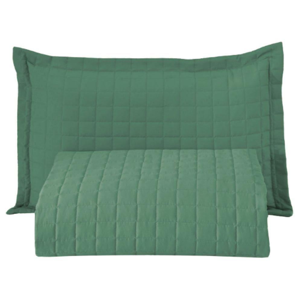Kit Cobre Leito Colcha Monaco Solteiro Dupla Face 2 Peças Verde 100% Poliéster