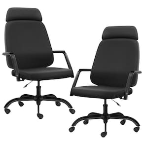 Kit 02 Cadeiras De Escritório Giratória Com Apoio De Cabeça Hub F02 Sintético Preto - Lyam Decor