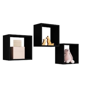 Kit 03 Nichos Decorativos Organizadores 30x30cm Preto-mabe Magazine