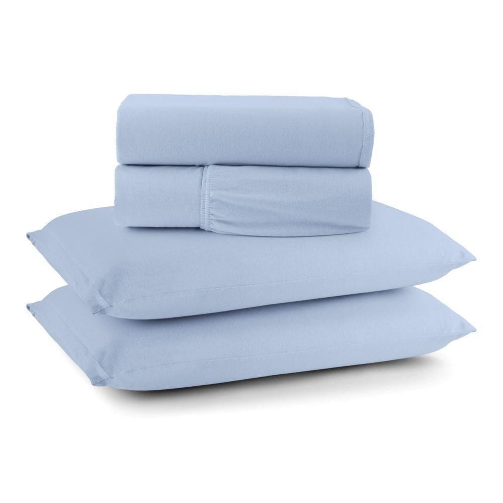 Jogo Cama Lençol Casa Scarpa Sonnet Queen Malha Lisa Algodão Macio 4 Peças - Azul Turquesa