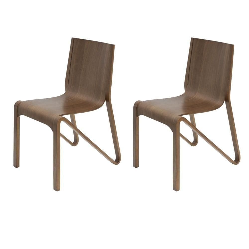 Kit 2 Cadeiras Empilhável Vermont Fratini 38 Cm (larg) Estrutura Em Madeira Nogueira Multilaminada