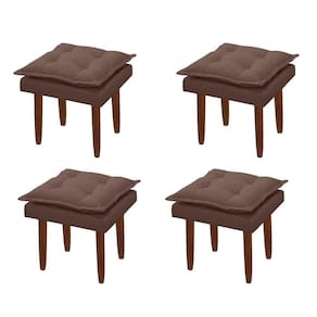 Kit 04 Puff Maria Para Sala De Tv E Estar Quarto Confortável Suede Marrom Mabe Magazine