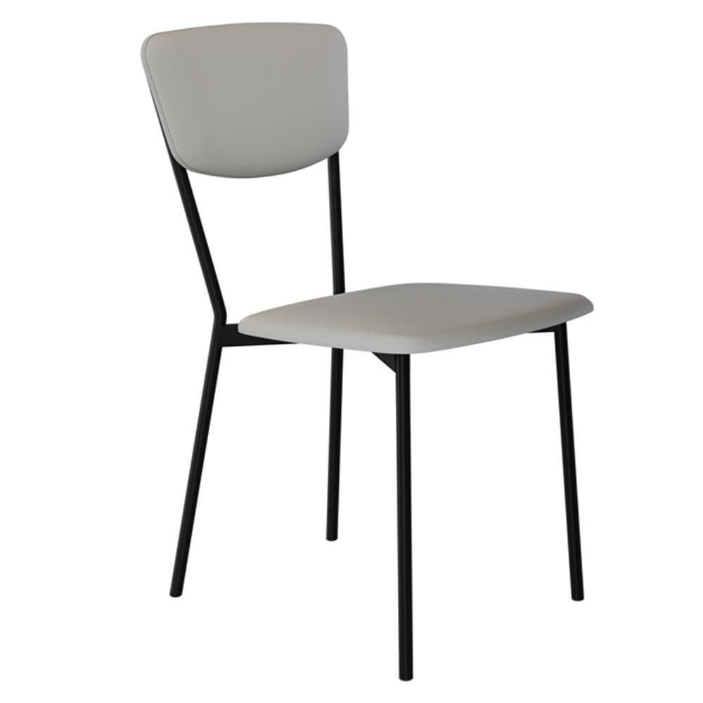 Cadeira Estofada Para Sala De Jantar Village Preto C01 Courino Off White - Lyam Decor
