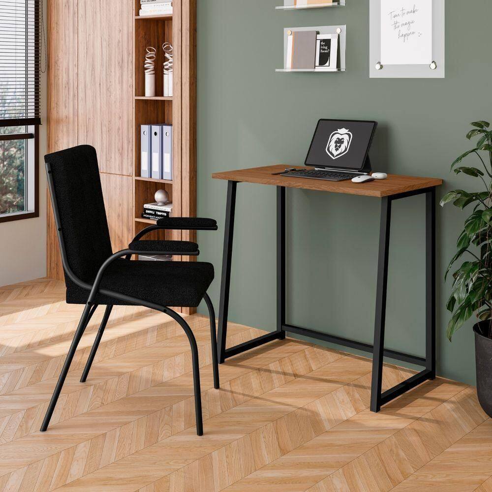 Escrivaninha Dobrável Portátil Multifuncional Estilo Industrial Canela