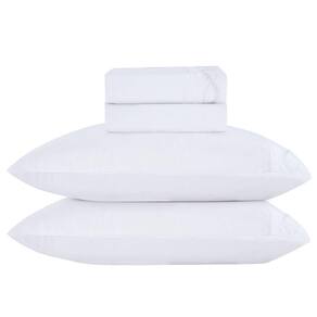 Jogo De Cama Lençol King Romantico Percal 300 Fios 4 Peças Branco 100% Poliéster