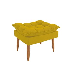 Puff Luxo Sofisticação Decorativa Para Sala Sofisticada Premium Amarelo