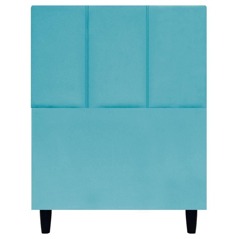 Cabeceira Estofada Para Cama Box Solteiro 90 Cm Classic Suede Azul-turquesa Suede