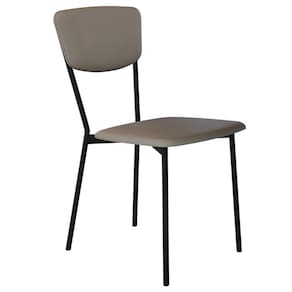 Cadeira Estofada Para Sala De Jantar Village Preto C01 Courino Cinza - Lyam Decor