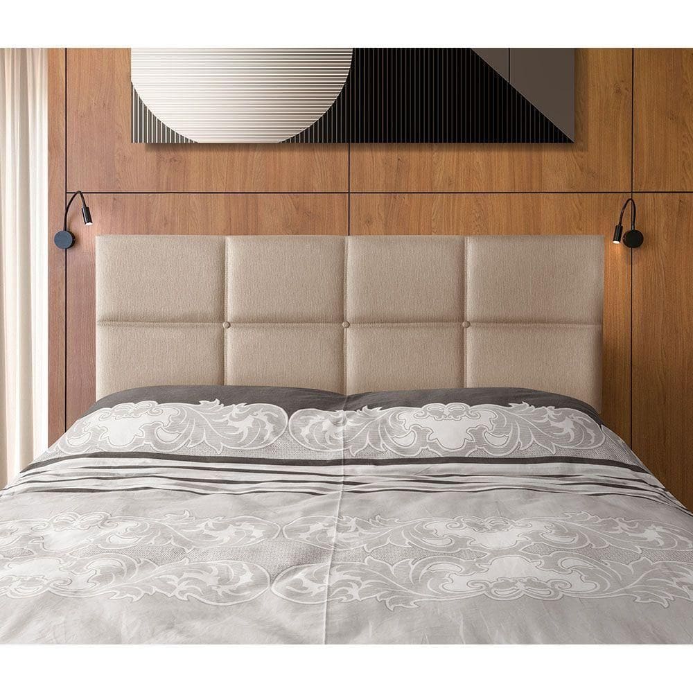 Cabeceira Painel Cama Box King 1,93m Estofada Belize Linho Bege