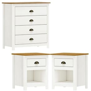 Comoda 4 Gav E 02 Mesas De Cabeceira Madeira Maciça Branco Freijo Milani Store