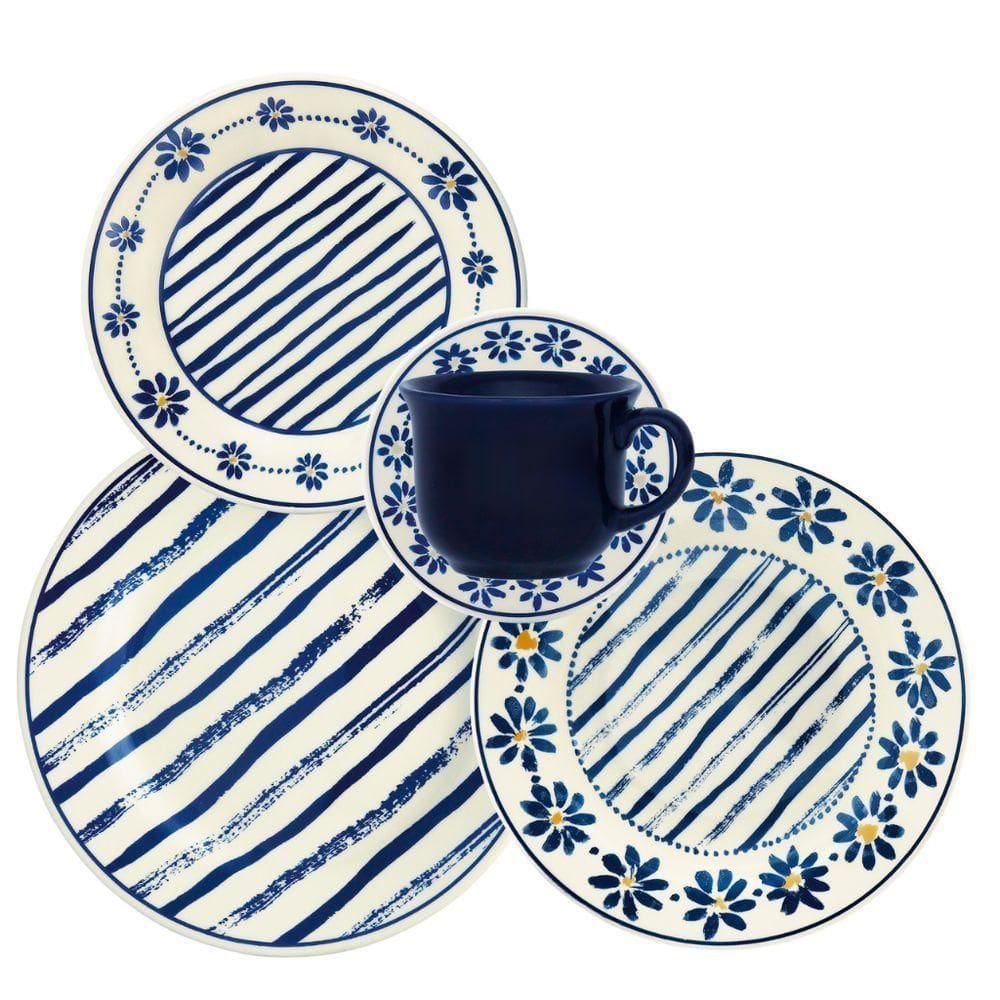Jogo De Jantar Em Cerâmica Donna Com 20 Peças Oxford Margaridas