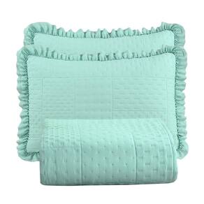 Colcha Babado King Fluffy 3 Peças s 100% Poliéster Menta