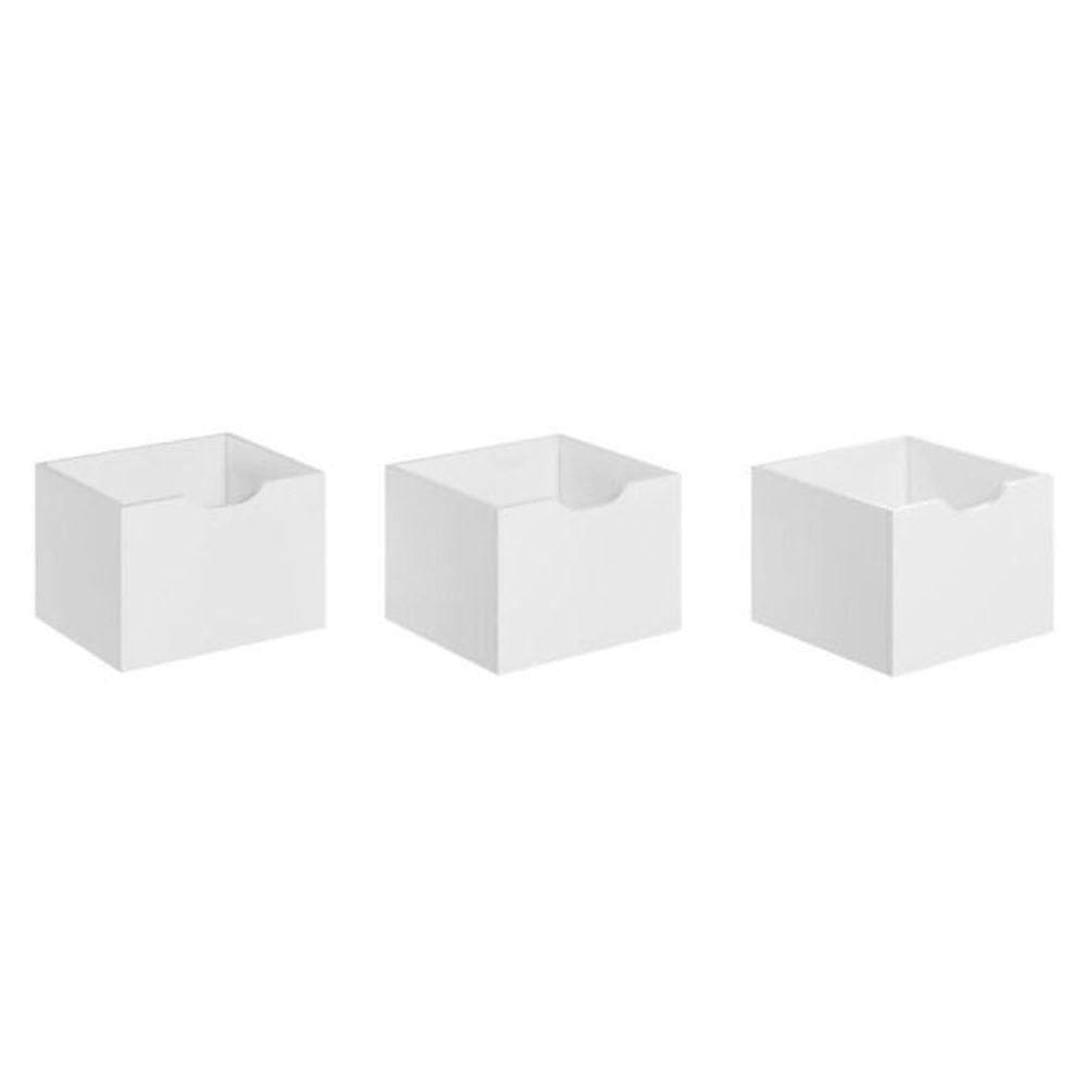 Kit 3 Gavetas Organizadoras Branco para Organização Doméstica