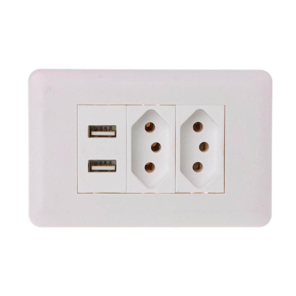 Tomada Usb Múltipla Universal Branco Parede Bivolt