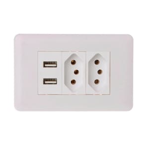 Parede Tomada Universal Usb Dupla Branco Bivolt