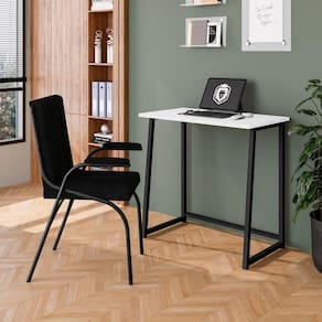 Mesa Escrivaninha Dobrável Para Notebook Aço Fit Preto/branco