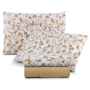 Jogo Cama Lençol Casa Scarpa Sonnet King Malha Estampada Algodão 4 Peças - Borboleta - Mostarda