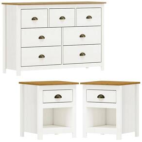 Comoda 7 Gav E 02 Mesas De Cabeceira Madeira Maciça Branco Freijo Milani Store