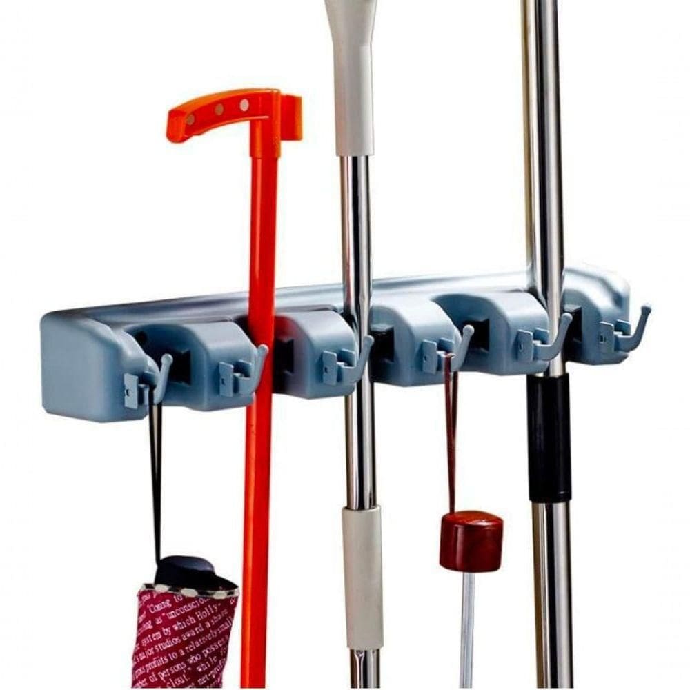 Suporte Para Vassoura Organizador Multiuso 6 Ganchos 40cm