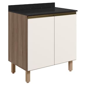 Balcão Para Cooktop Com Tampo 80cm Maly N03 Carvalho/off White - Mpozenato
