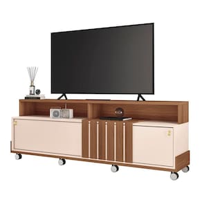Rack Bancada De Tv 70 Pol 180cm Analu H01 Castanho/off White - Mpozenato