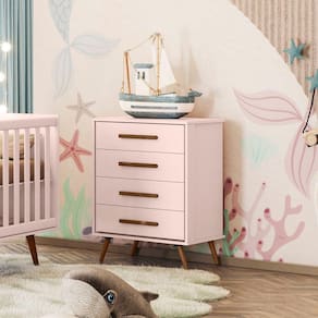 Comoda 4 Gavetas Que Encanto Retro Rosa Acetinado