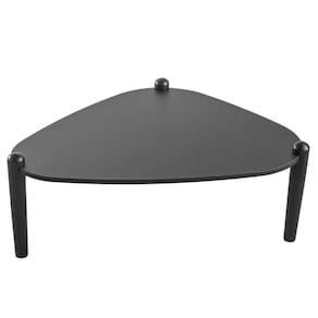 Mesa De Centro Orgânica Artesano 85 Cm (largura) Em Mdp Nero (preto) E Pés Em Madeira Maciça