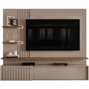 Painel Suspenso Para Tv 65 Polegadas Com 3 Portas Atenis Fendi/naturale