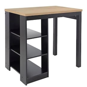 Bancada Ilha Cozinha 3 Prateleiras 90x60 Cm Cd1022 Dtall Preto Preto