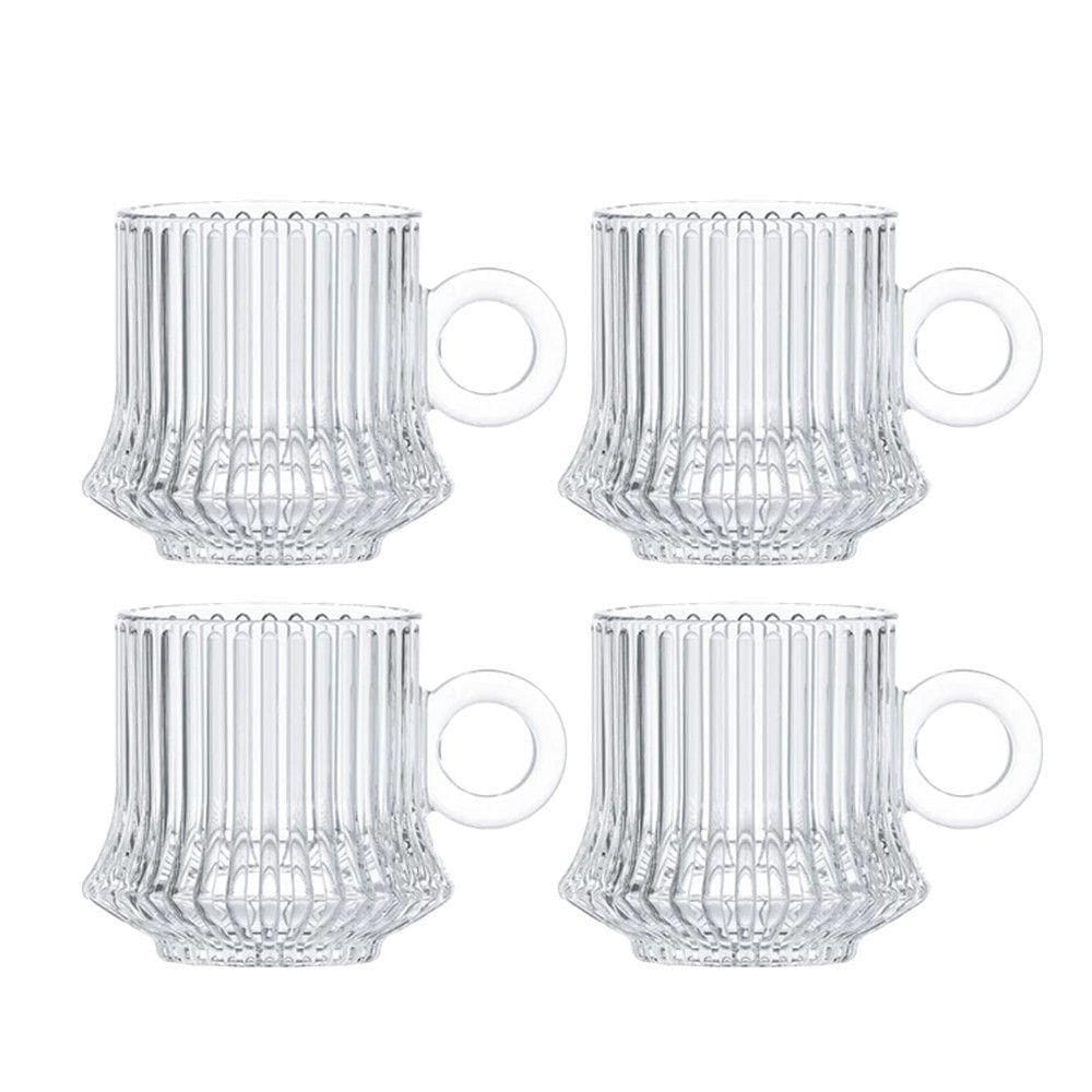 Jogo 4 XícarasDe Café Caneca Vidro Robusta Lines 85ml Em Casa Tem