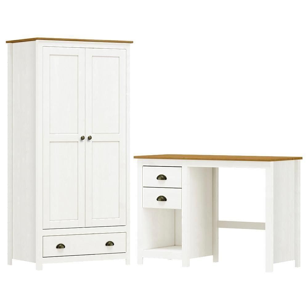 Armario 2 Pt Mesa Escrivaninha 2 Gv Madeira Maciça Branco Freijo Milani Store