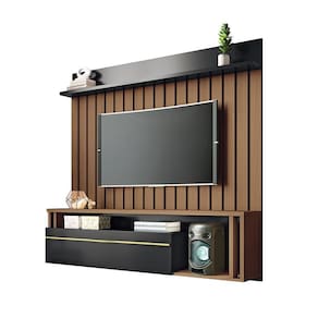 Painel Suspenso Ripado Decorativo Stesso Para Tv Até 55 Polegadas Castanho/preto G26 - Gran Belo