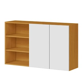 Armário Aéreo 100% Mdf 2 Portas Com Nicho 120cm Luna Cinamomo/branco