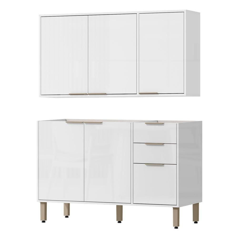 Armario E Balcao Pia 120 Cm Glor Abgl24 Branco Neve Mxm