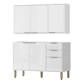 Armario E Balcao Pia 120 Cm Glor Abgl24 Branco Neve Mxm