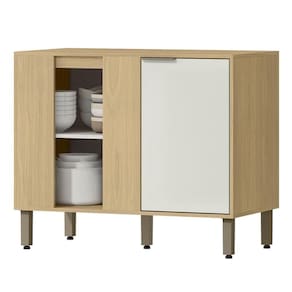 Balcao Canto Reto 98 Cm Mdp Glor Bgl03 Castanho Off White Mxm