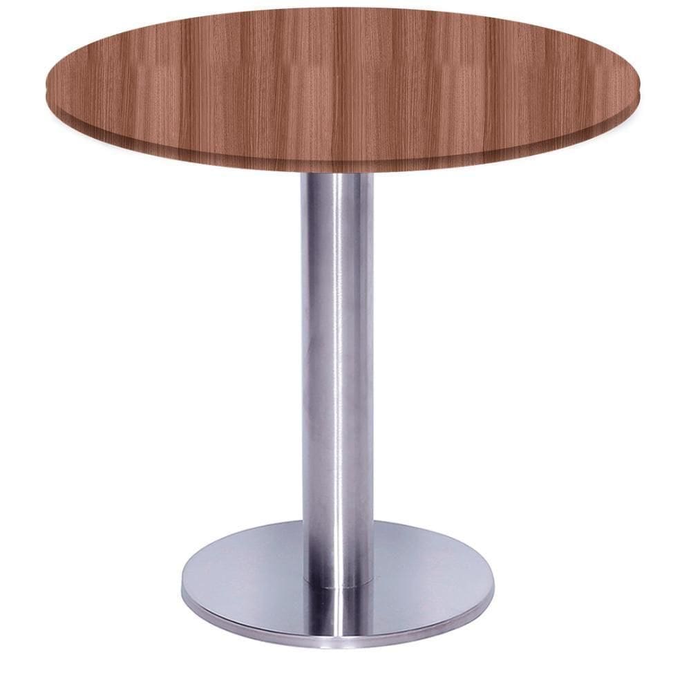 Mesa Beta Big Inox 75 Cm (alt) Disco Redondo Tampo Mdp Redondo 60 Cm (larg) X 2,50 Cm (alt) Walnut