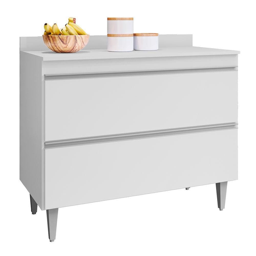 Balcão De Cozinha Com Tampo 100cm 2 Portas Julia Z34 Branco - Mpozenato
