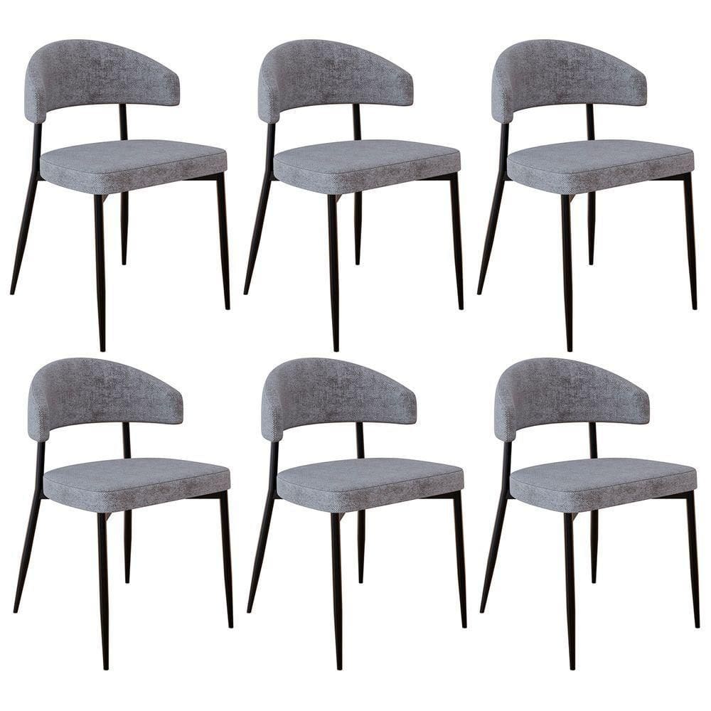 Cadeira De Jantar Estofada Kit 6 Chloe M25 Linho Lautrec Cinza - Mpozenato