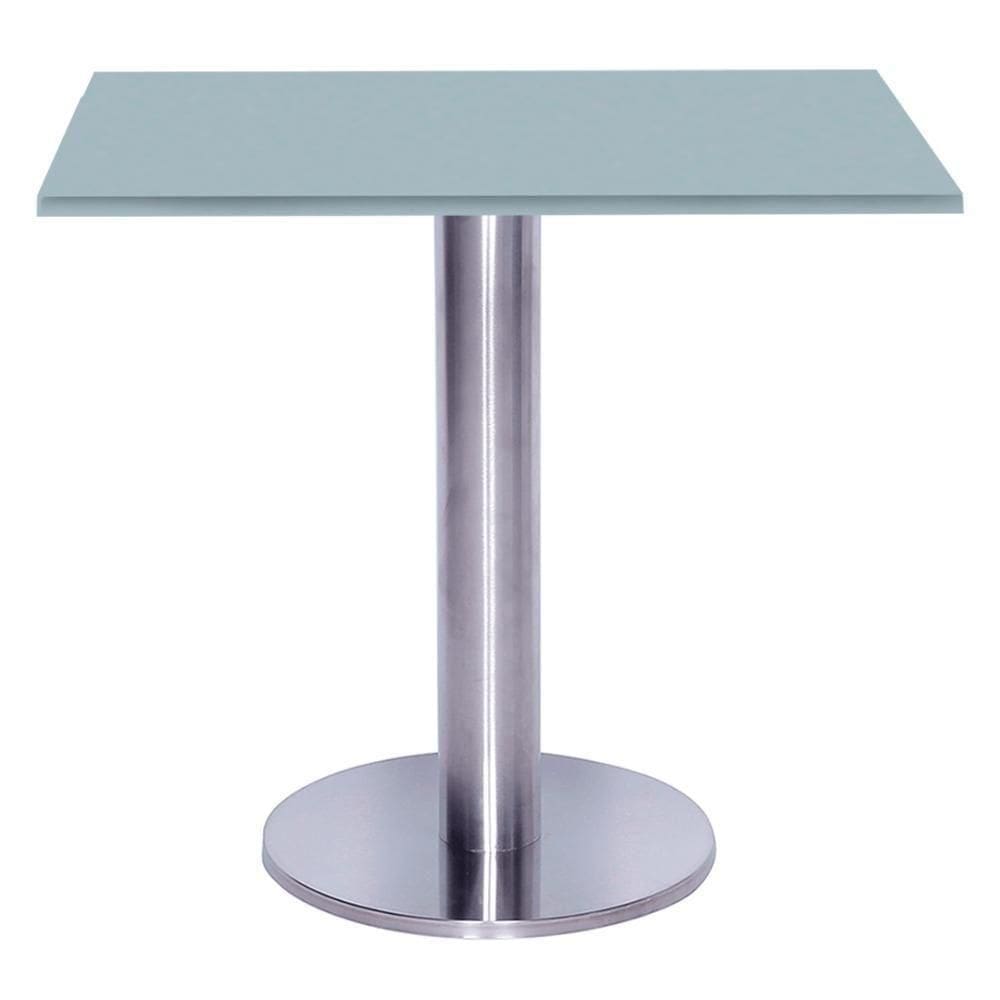 Mesa Beta Big Inox 75 Cm (alt) Disco Redondo Tampo Mdp Quadrado 80 Cm (larg) X 2,50 Cm (alt) Cinza