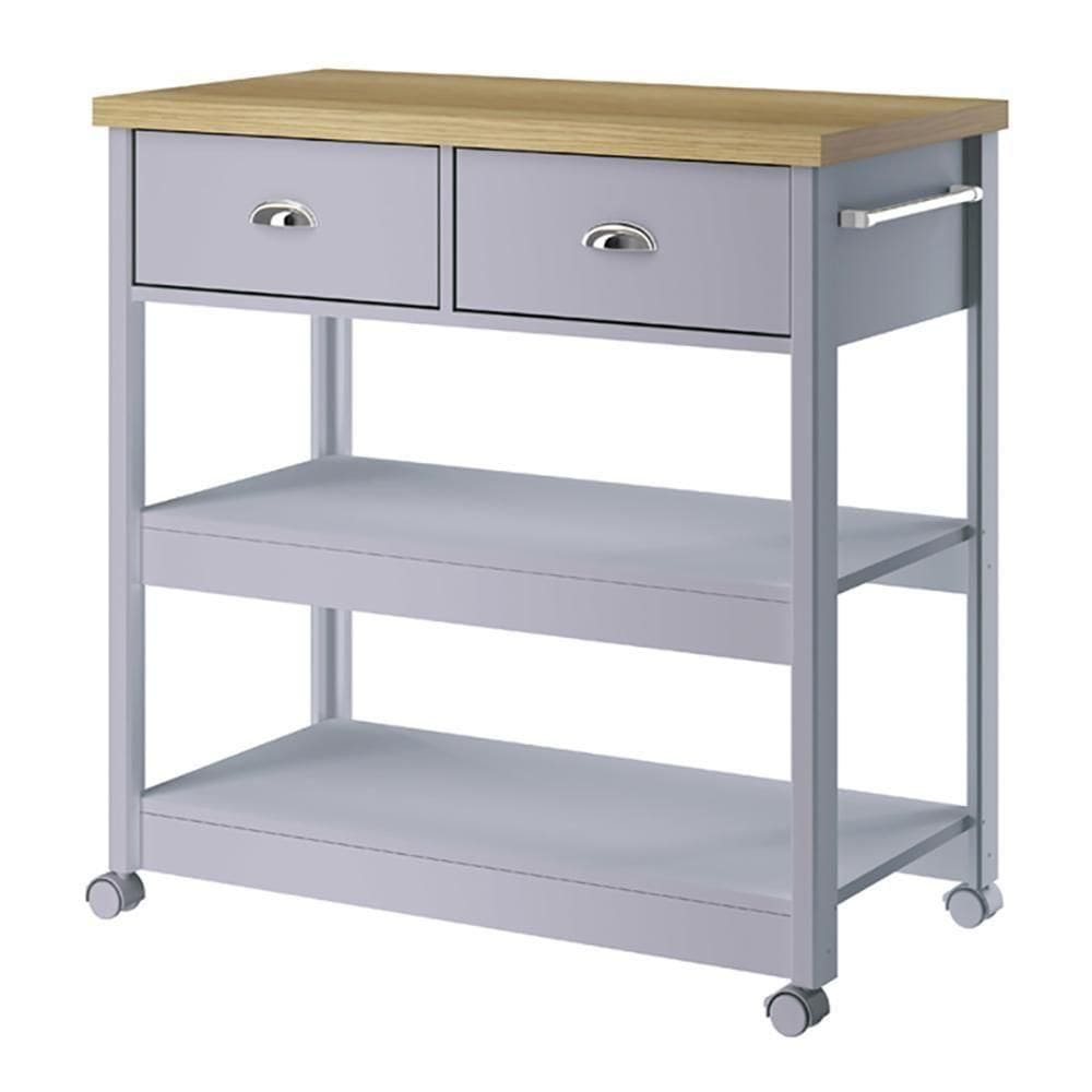 Aparador Carrinho Café 2 Gavetas 85 Cm Ba135 Cinza Dtall
