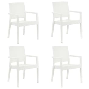 Kit 4 Cadeira Com Braço Milano Rattan + Mesa Capri Branca