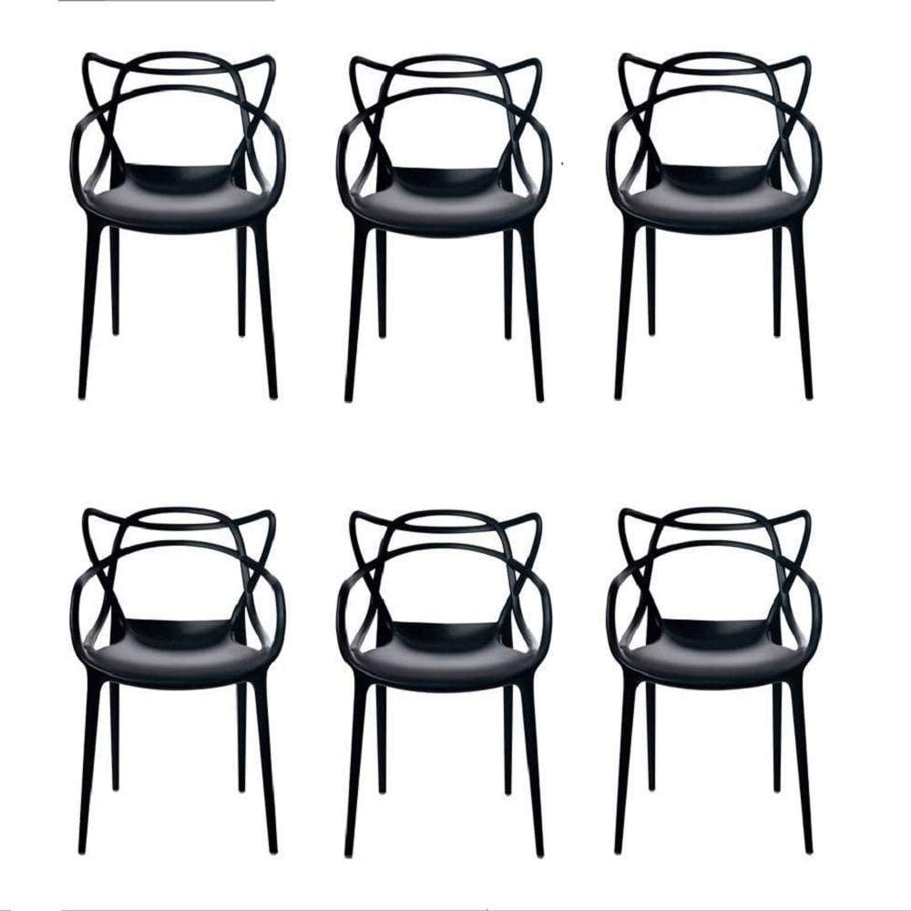 Conjunto Com 6 Cadeiras Allegra Preta Polipropileno