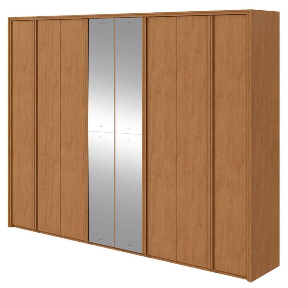 Guarda Roupa Casal Ergon 8 Portas Amêndoa Clean com Espelho - Lopas