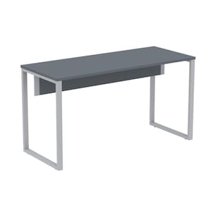 Mesa Escritório P25 Tub Pandin 150 Cm (larg) X 70 Cm (prof) Tampo Mdp Grafito Pé Aço Tubular Cinza