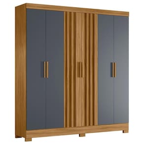 Guarda Roupa Casal 195cm Ripado Arlon M07 Freijó/cinza - Mpozenato