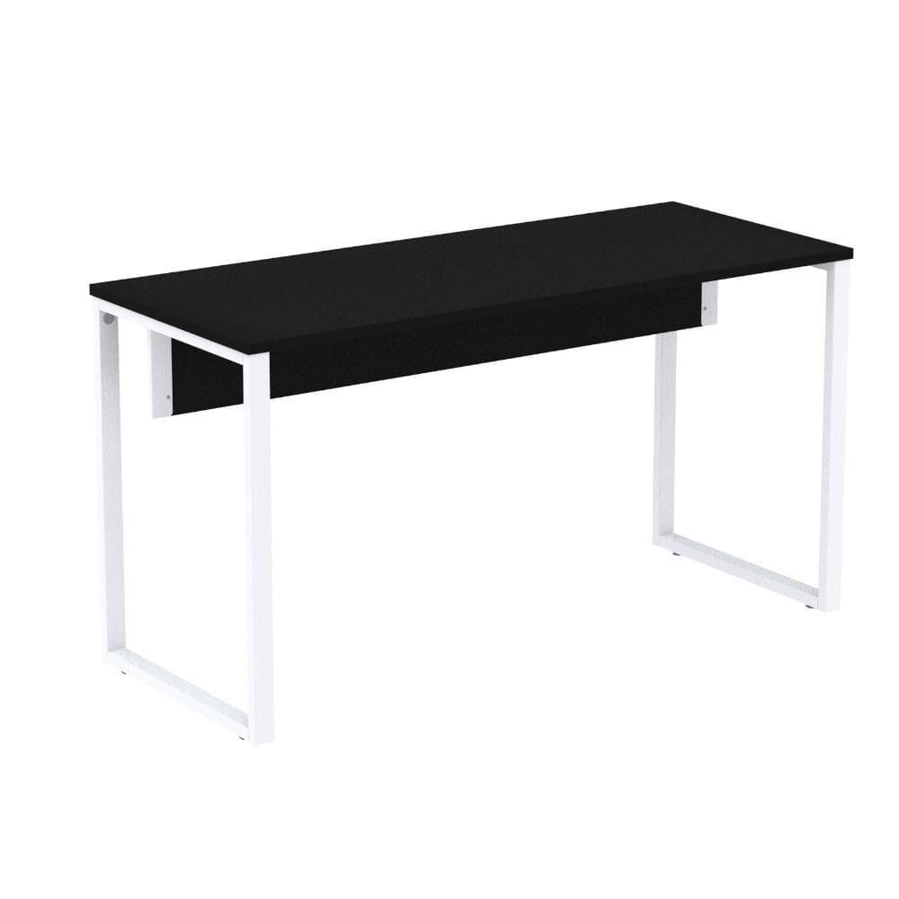 Mesa Escritório P25 Tub Pandin 120 Cm (larg) Tampo Mdp Preto Pé Aço Tubular Branco