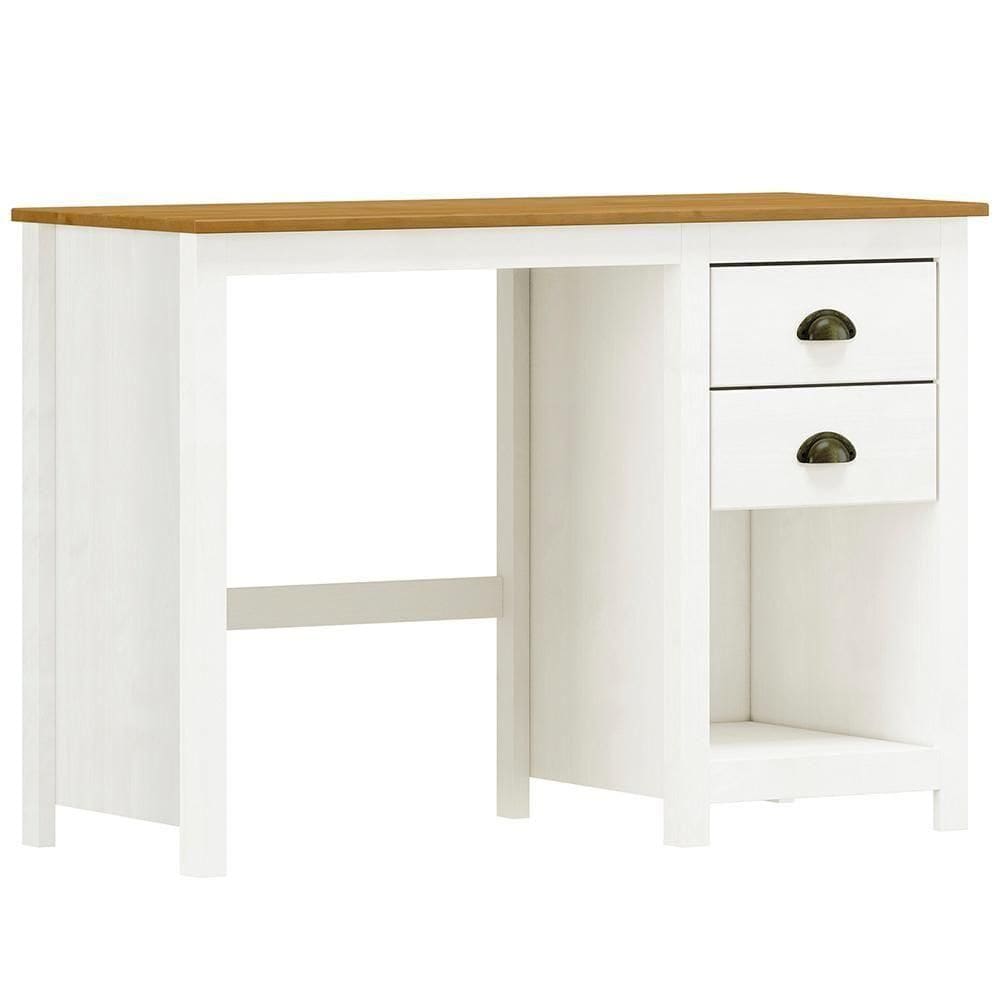 Mesa Escrivaninha Madeira Maciça 110 Cm 9138 Branco Freijo Milani Store