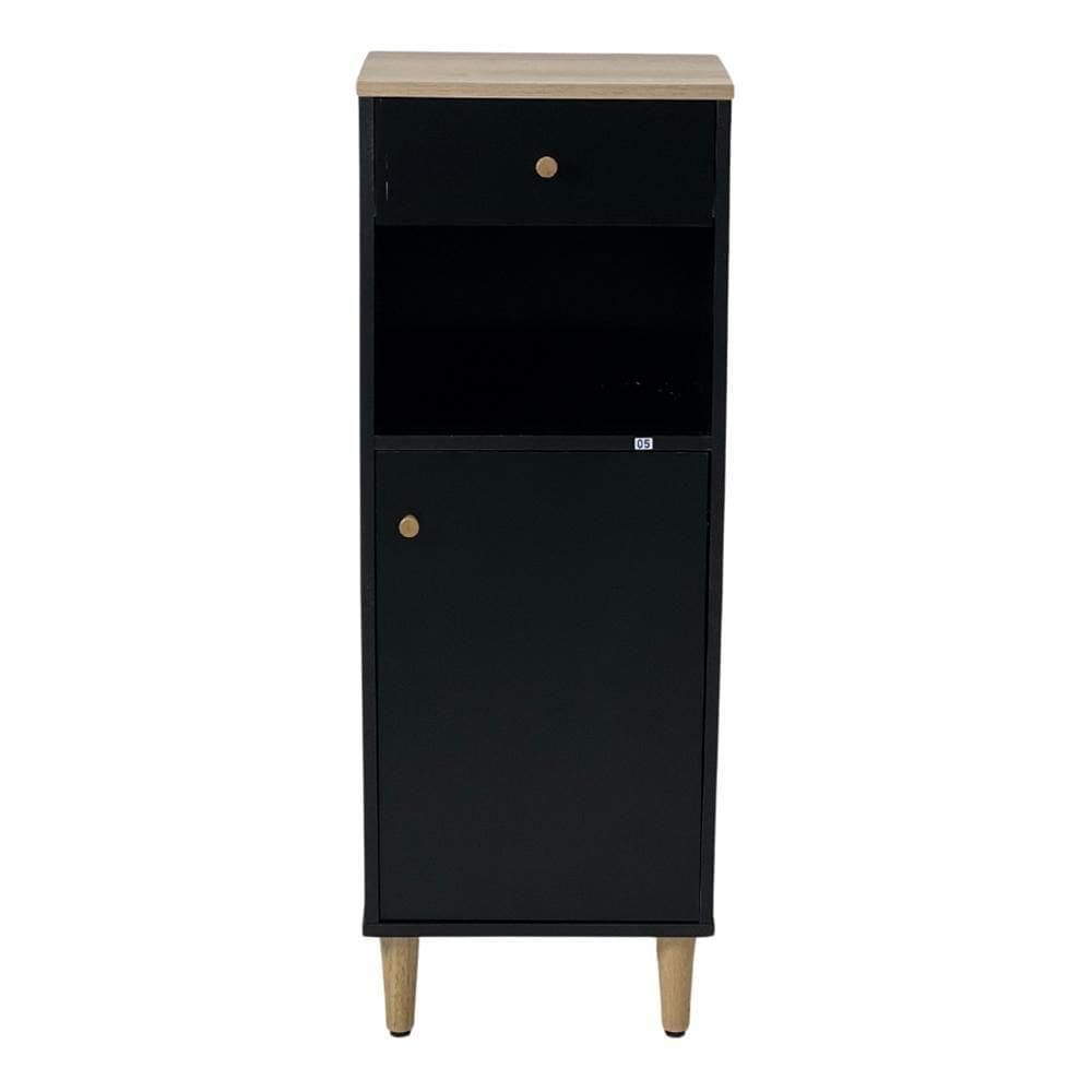 Gabinete Banheiro 1 Porta 1 Gaveta 3 Prateleiras 104x38 Cm Bn07 Preto Dtall