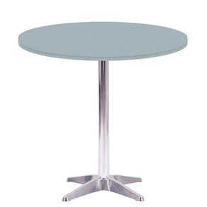Mesa Delta Em Alumínio 75 Cm (alt) Base Em X Tampo Mdp Redondo 80 Cm (larg) X 2,50 Cm (alt) Cinza